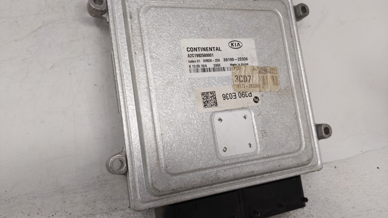 2019 Kia Forte PCM Engine Control Computer ECU ECM PCU OEM P/N:39199-2E036 Fits OEM Used Auto Parts - Oemusedautoparts1.com