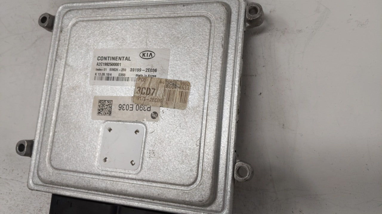 2019 Kia Forte PCM Engine Control Computer ECU ECM PCU OEM P/N:39199-2E036 Fits OEM Used Auto Parts - Oemusedautoparts1.com