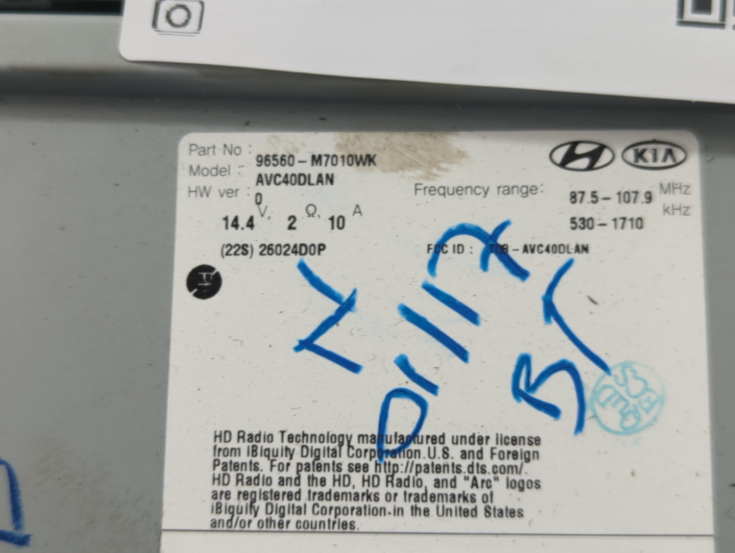 2019-2021 Kia Forte Radio AM FM Cd Player Receiver Replacement P/N:96560-M7010WK Fits Fits 2019 2020 2021 OEM Used Auto Part
