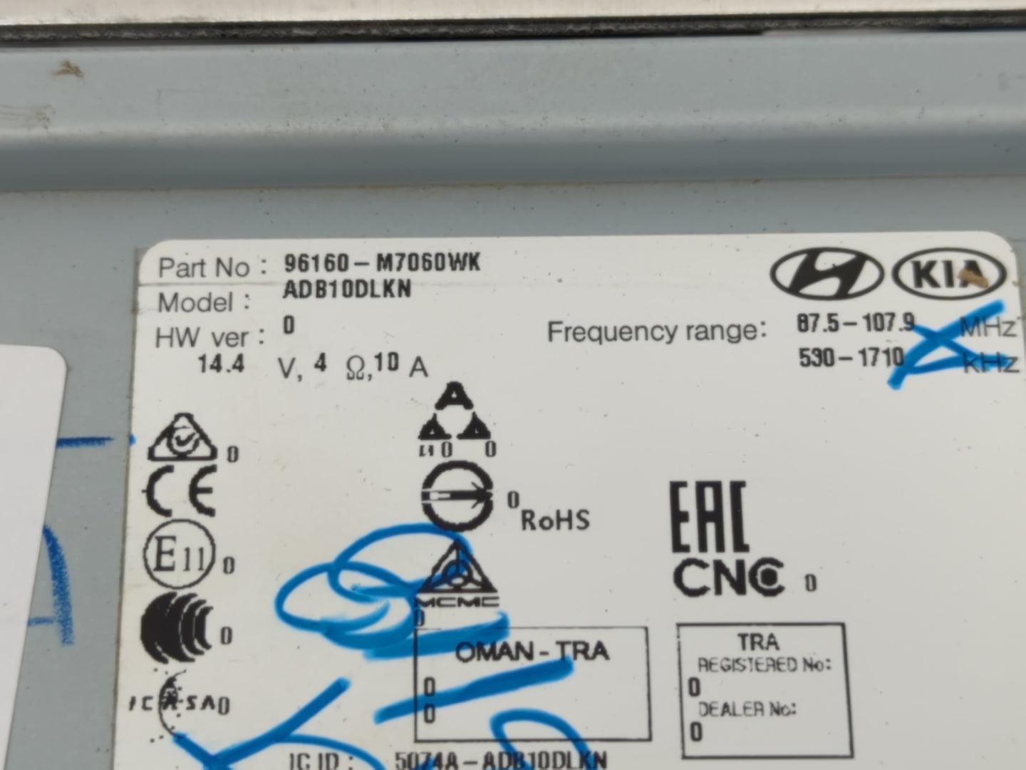 2019-2021 Kia Forte Radio AM FM Cd Player Receiver Replacement P/N:96160-M7060WK Fits Fits 2019 2020 2021 OEM Used Auto Part