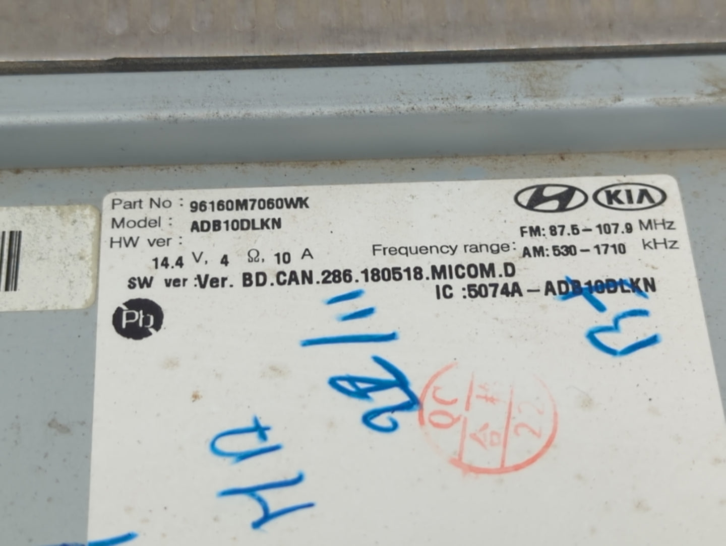 2019-2021 Kia Forte Radio AM FM Cd Player Receiver Replacement P/N:96160M7060WK Fits Fits 2019 2020 2021 OEM Used Auto Parts