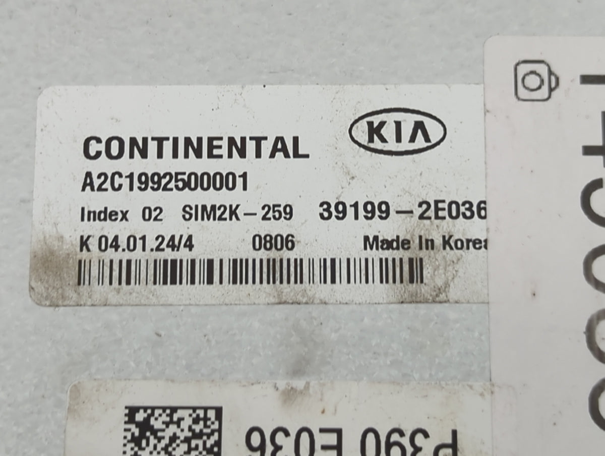 2019-2021 Kia Forte PCM Engine Control Computer ECU ECM PCU OEM P/N:39199-2E036 A2C1992500001, SIM2K-259 Fits 2019 2020 2021
