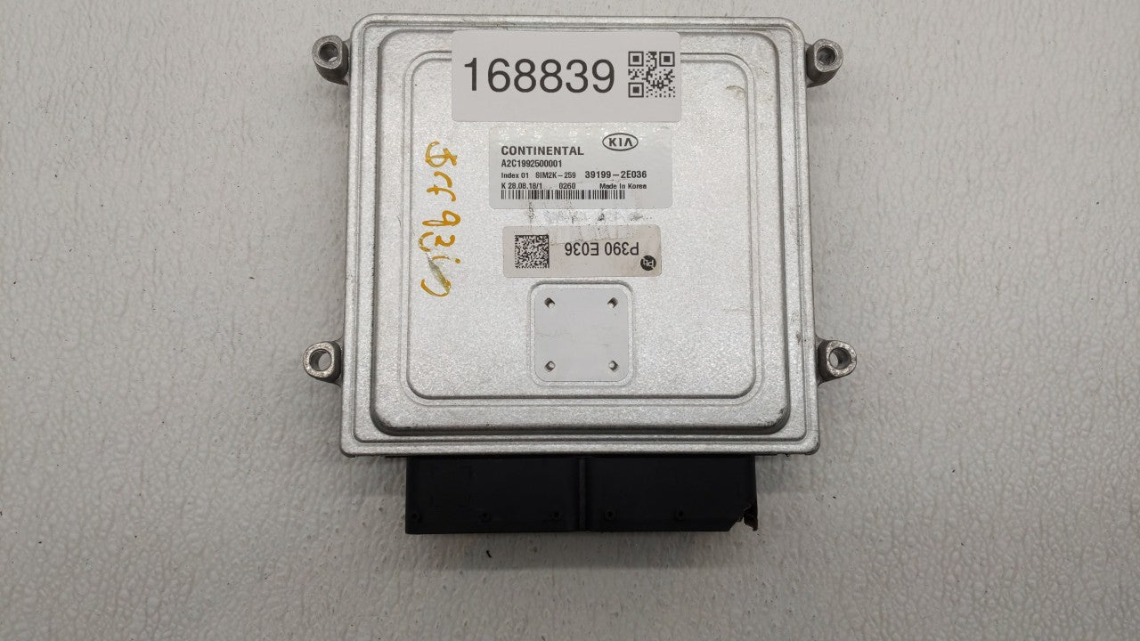 2019 Kia Forte PCM Engine Control Computer ECU ECM PCU OEM P/N:39199-2E036 Fits OEM Used Auto Parts - Oemusedautoparts1.com