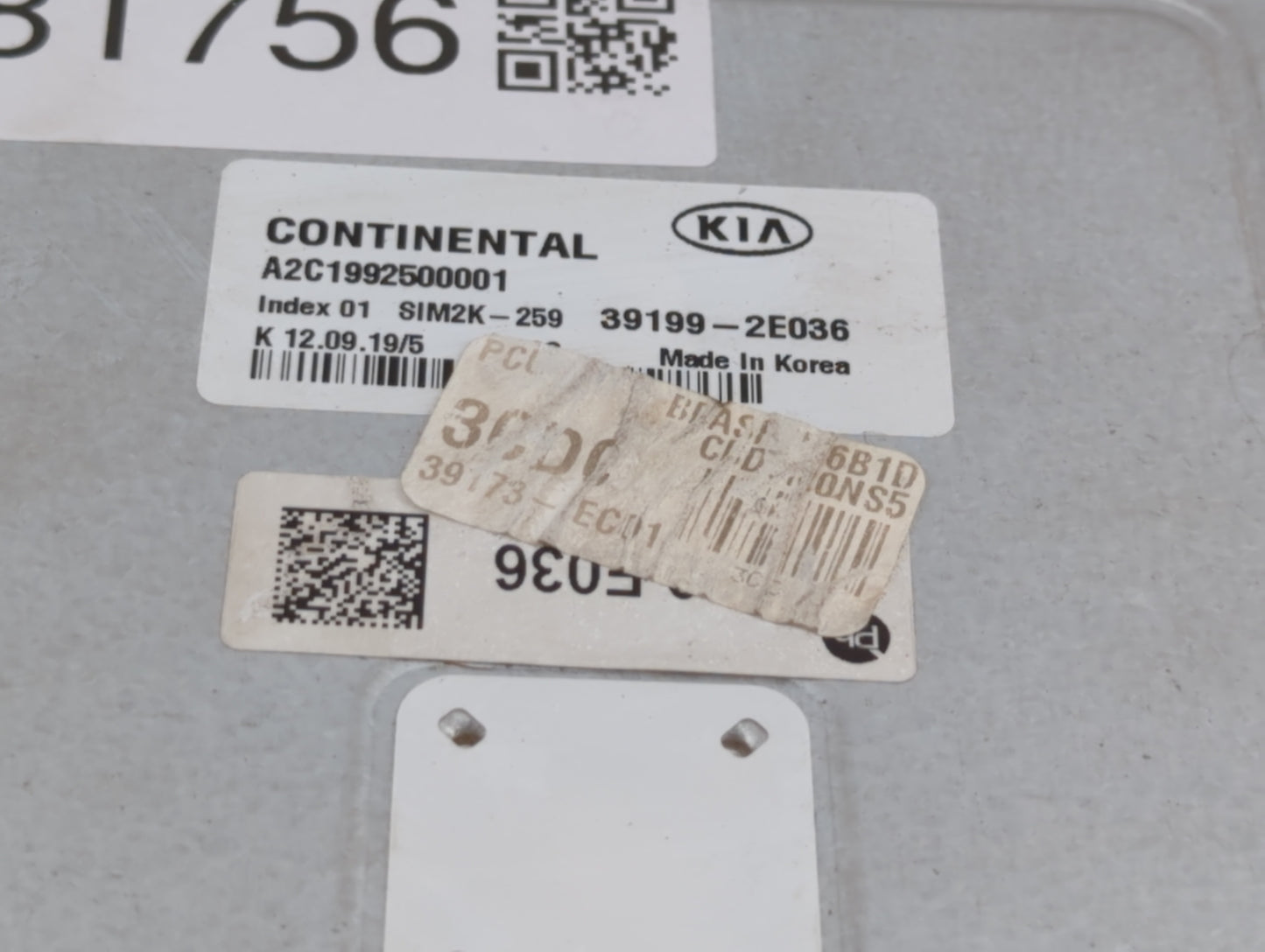 2019 Kia Forte PCM Engine Control Computer ECU ECM PCU OEM P/N:39199-2E036 Fits OEM Used Auto Parts - Oemusedautoparts1.com