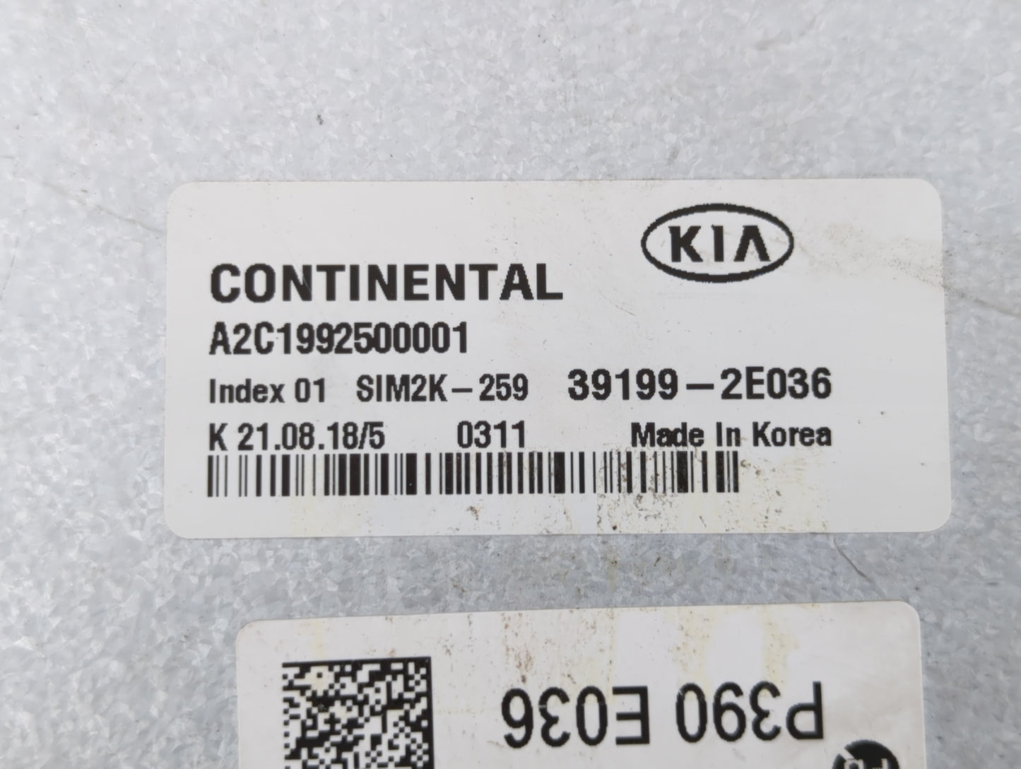 2019 Kia Forte PCM Engine Control Computer ECU ECM PCU OEM P/N:39199-2E036 Fits OEM Used Auto Parts - Oemusedautoparts1.com