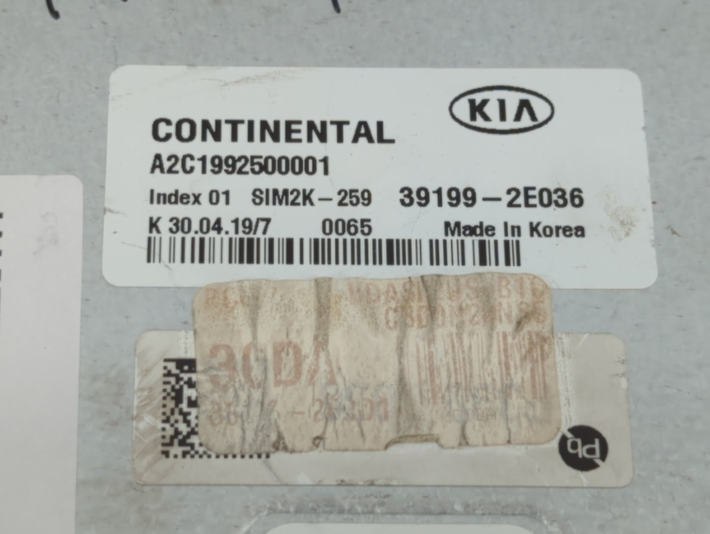 2019 Kia Forte PCM Engine Control Computer ECU ECM PCU OEM P/N:39199-2E036 Fits OEM Used Auto Parts - Oemusedautoparts1.com