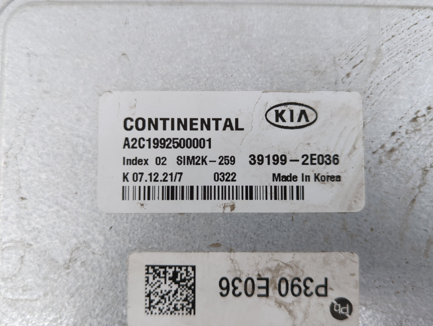 2019 Kia Forte PCM Engine Control Computer ECU ECM PCU OEM P/N:39199-2E036 Fits OEM Used Auto Parts - Oemusedautoparts1.com