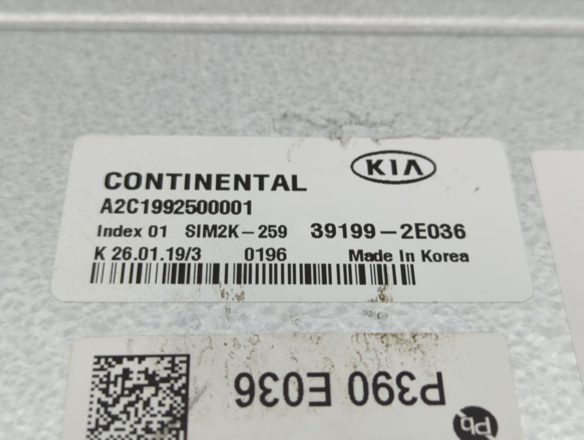 2019-2021 Kia Forte PCM Engine Control Computer ECU ECM PCU OEM P/N:39199-2E036 Fits 2019 2020 2021 OEM Used Auto Parts - Oe