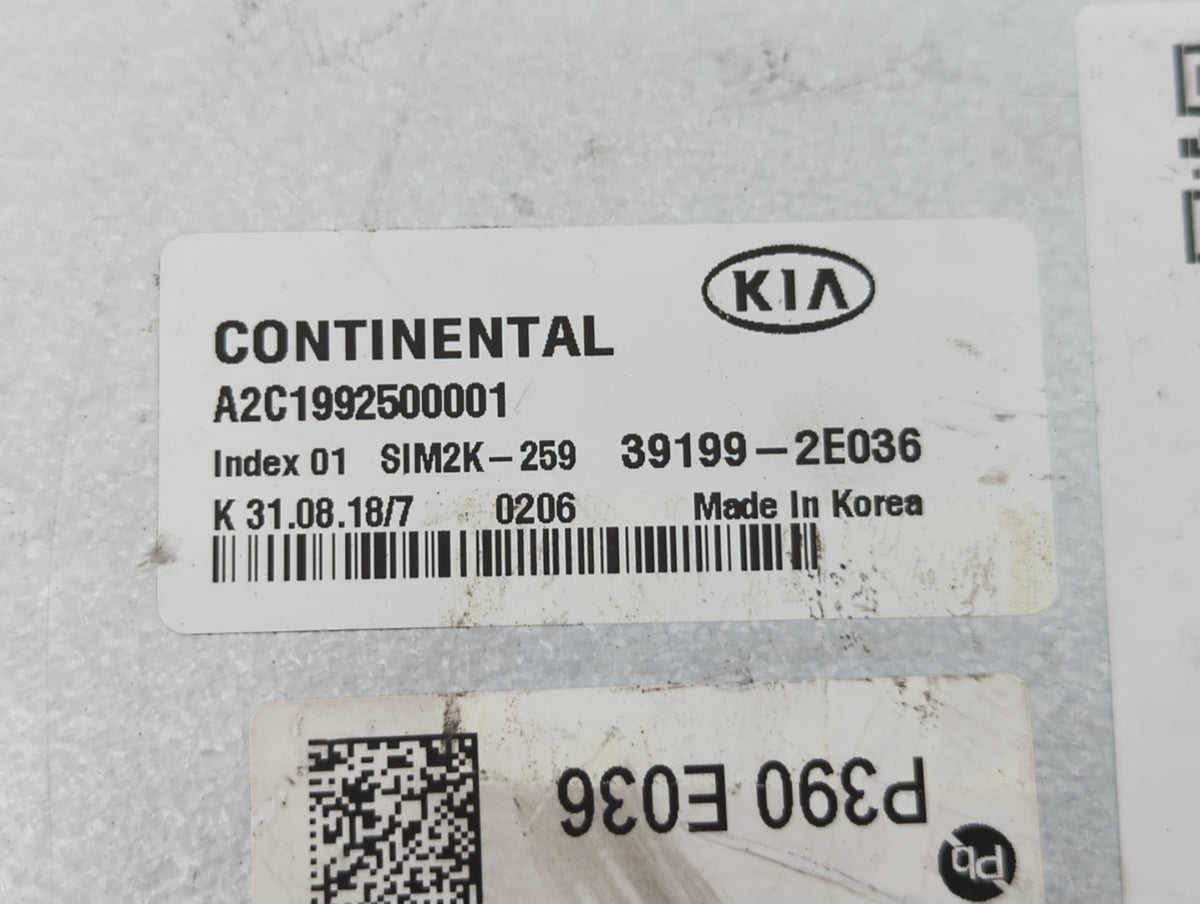 2019-2021 Kia Forte PCM Engine Control Computer ECU ECM PCU OEM P/N:39199-2E036 Fits 2019 2020 2021 OEM Used Auto Parts - Oe