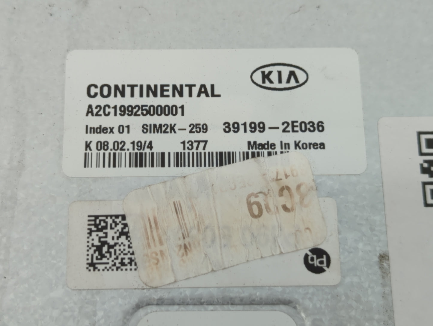 2019-2021 Kia Forte PCM Engine Control Computer ECU ECM PCU OEM P/N:39199-2E036 Fits Fits 2019 2020 2021 OEM Used Auto Parts