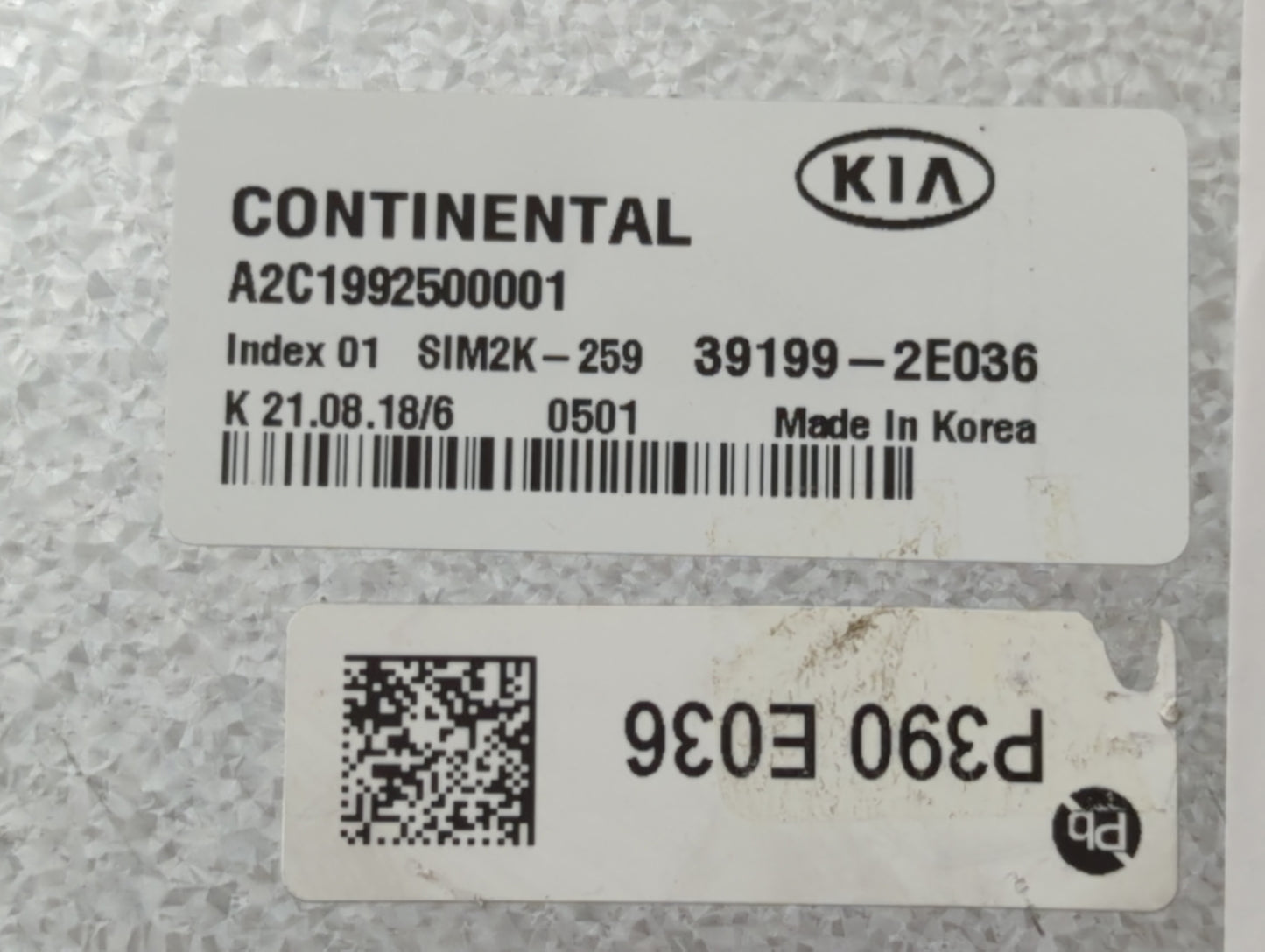 2019-2021 Kia Forte PCM Engine Control Computer ECU ECM PCU OEM P/N:39199-2E036 Fits Fits 2019 2020 2021 OEM Used Auto Parts