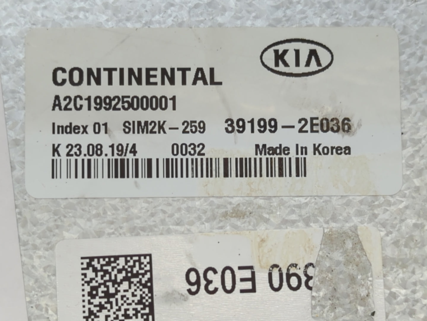 2019-2021 Kia Forte PCM Engine Control Computer ECU ECM PCU OEM P/N:39199-2E036 Fits Fits 2019 2020 2021 OEM Used Auto Parts