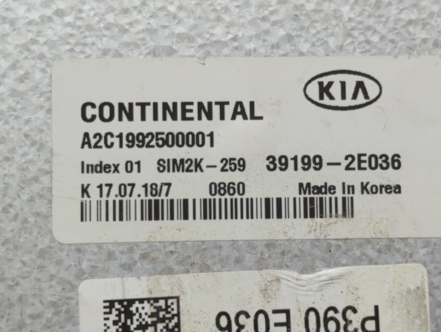 2019-2021 Kia Forte PCM Engine Control Computer ECU ECM PCU OEM P/N:39199-2E036 Fits Fits 2019 2020 2021 OEM Used Auto Parts