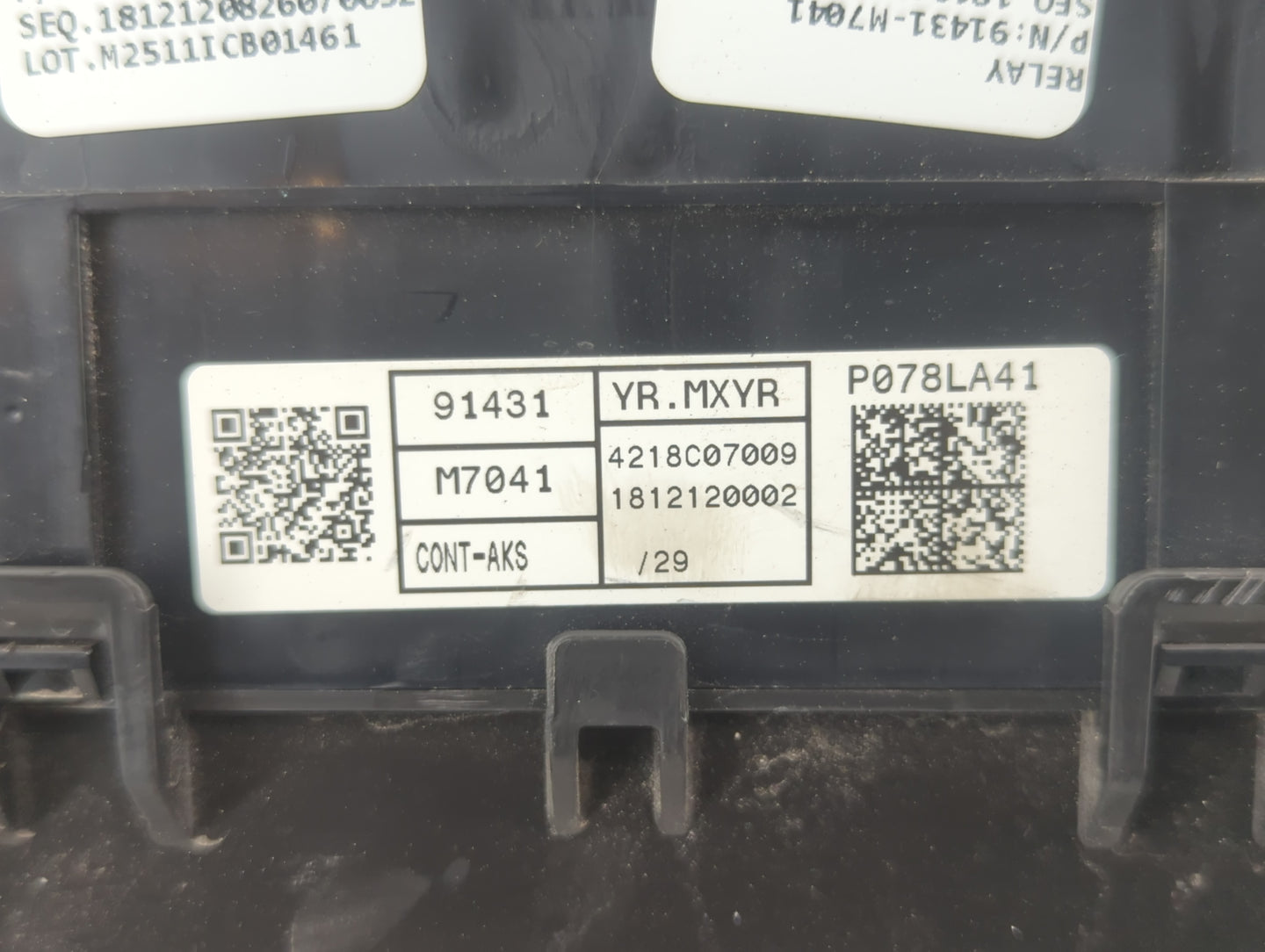 2019-2020 Kia Forte Fusebox Fuse Box Panel Relay Module P/N:P078LA41 91431 M7041 Fits Fits 2019 2020 OEM Used Auto Parts - O