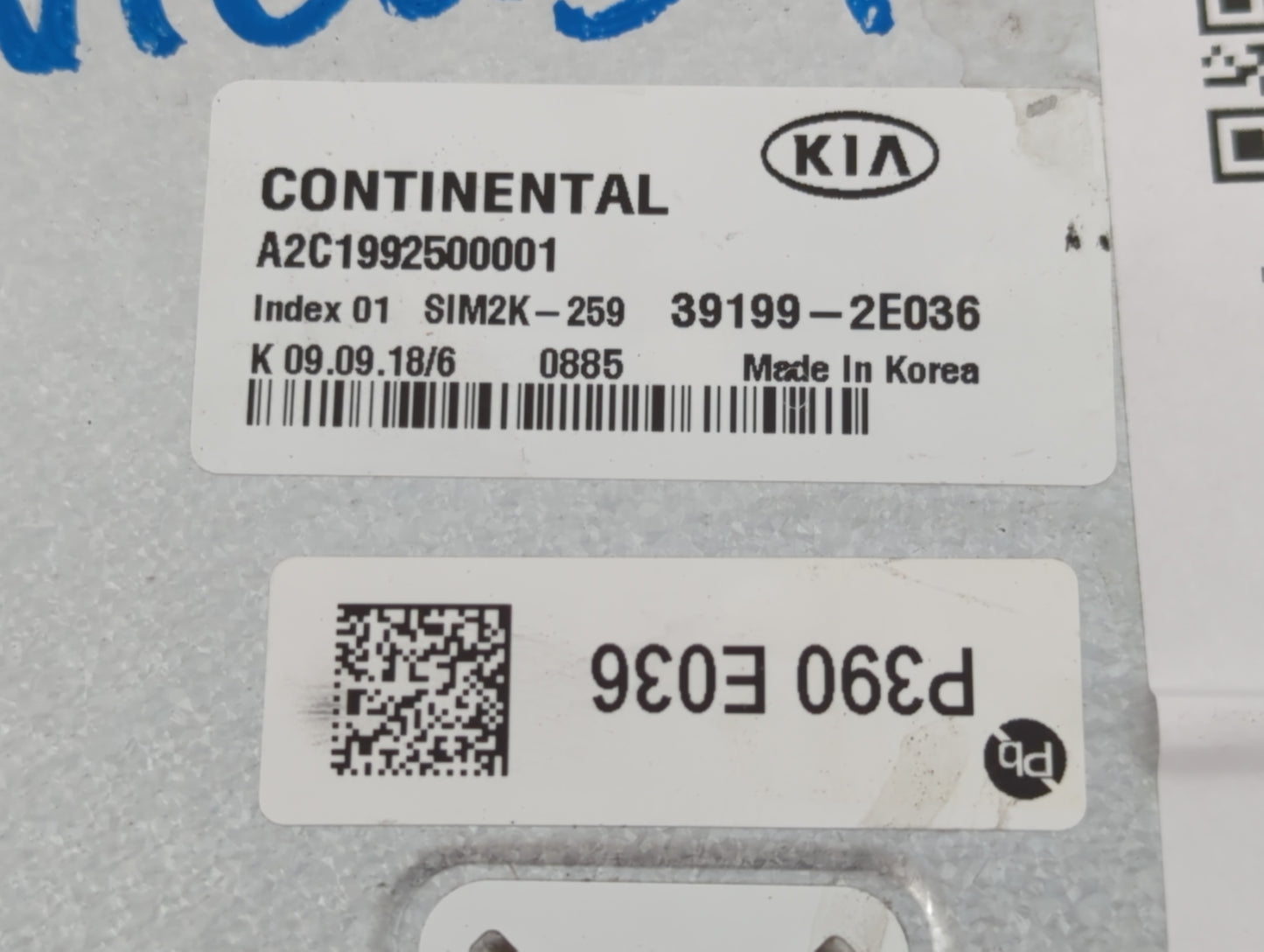 2019-2021 Kia Forte PCM Engine Control Computer ECU ECM PCU OEM P/N:39199-2E036 Fits Fits 2019 2020 2021 OEM Used Auto Parts