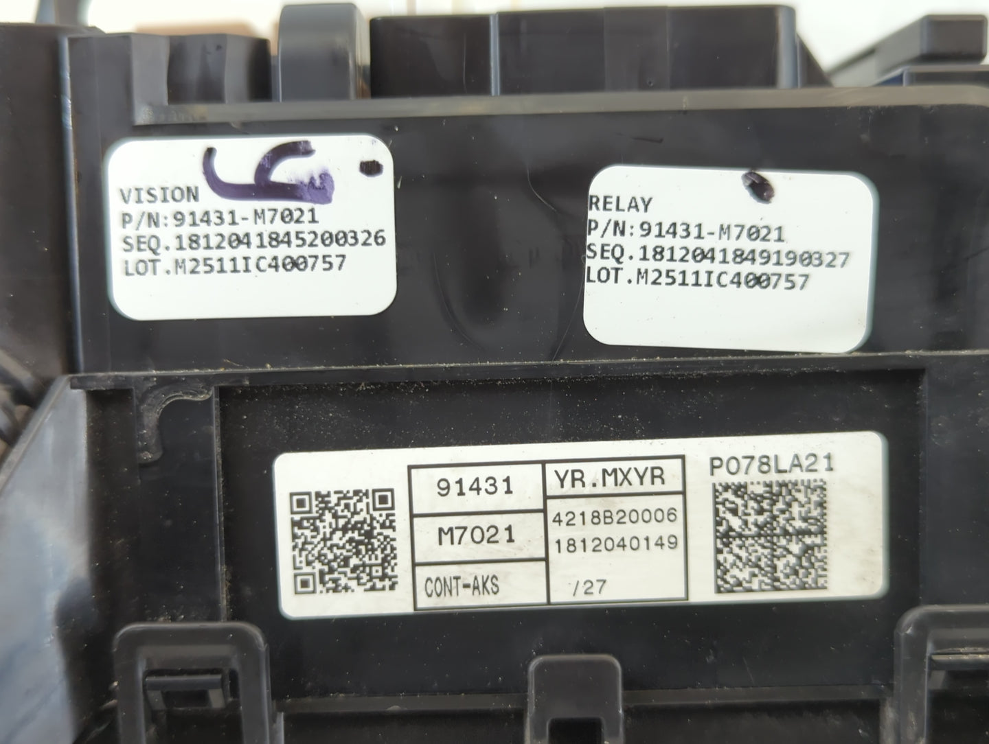 2019-2020 Kia Forte Fusebox Fuse Box Panel Relay Module P/N:91431-M7021 Fits Fits 2019 2020 OEM Used Auto Parts - Oemusedaut