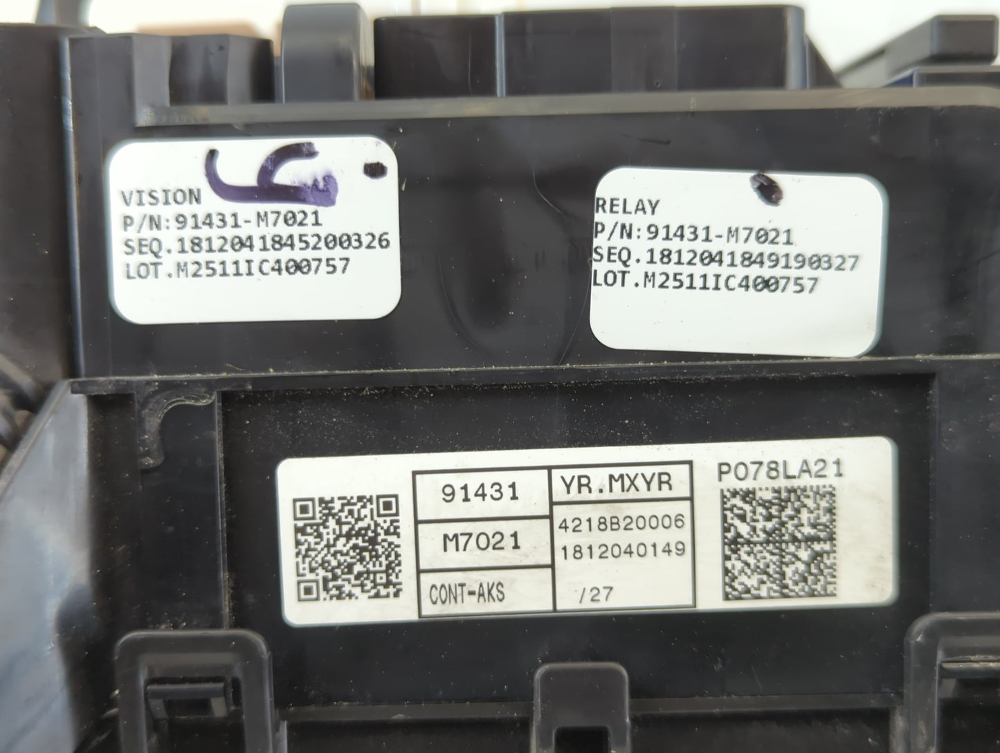 2019-2020 Kia Forte Fusebox Fuse Box Panel Relay Module P/N:91431-M7021 Fits Fits 2019 2020 OEM Used Auto Parts - Oemusedaut