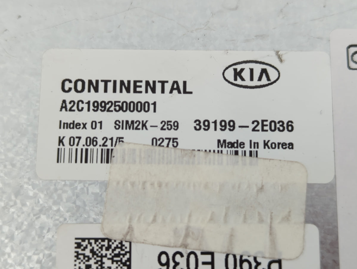 2019-2021 Kia Forte PCM Engine Control Computer ECU ECM PCU OEM P/N:39199-2E036 Fits 2019 2020 2021 OEM Used Auto Parts - Oe
