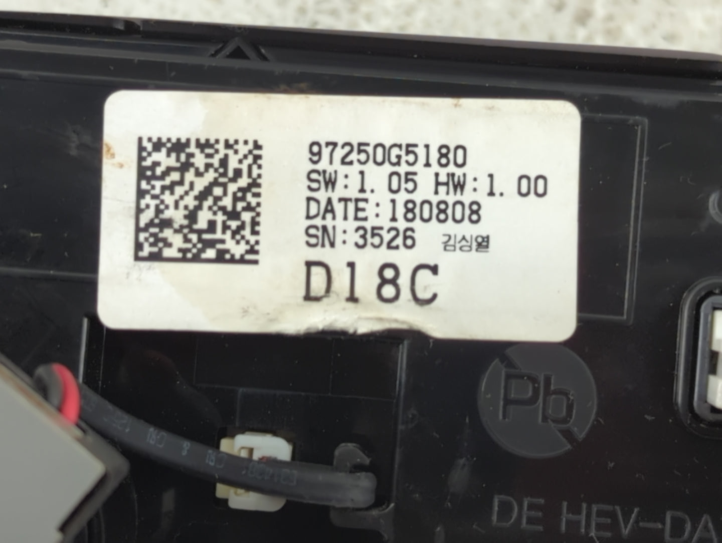 2019 Kia Niro Climate Control Module Temperature AC/Heater Replacement P/N:97250G5180 Fits OEM Used Auto Parts - Oemusedauto