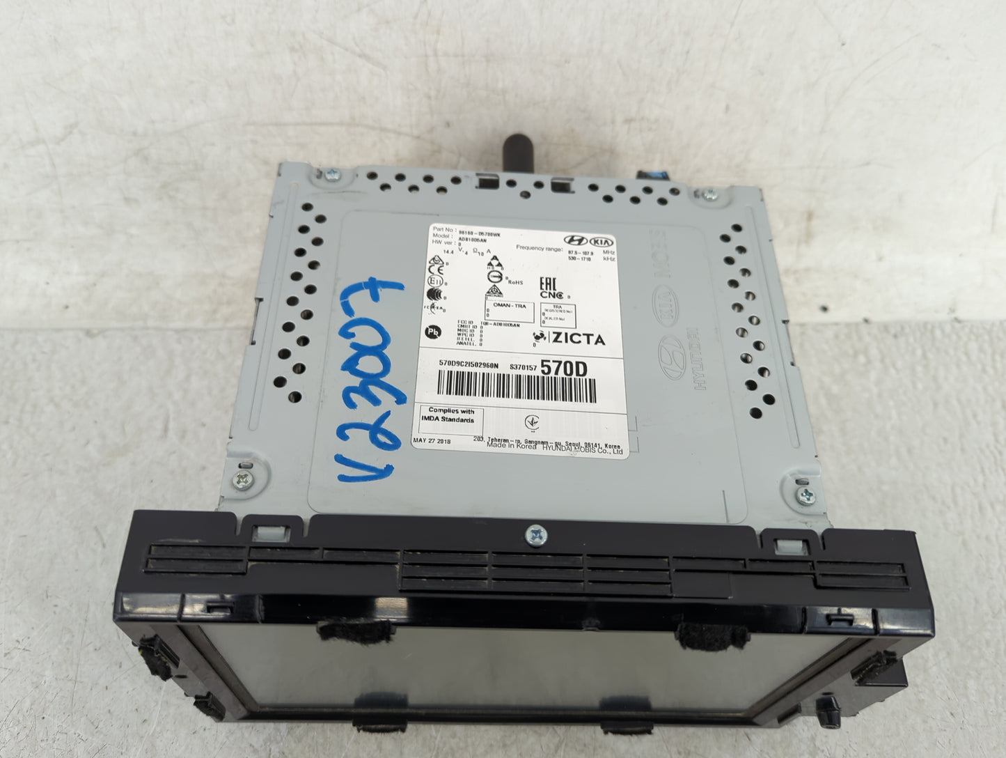 2019-2020 Kia Optima Radio AM FM Cd Player Receiver Replacement P/N:96160-D5700WK Fits Fits 2019 2020 OEM Used Auto Parts - 