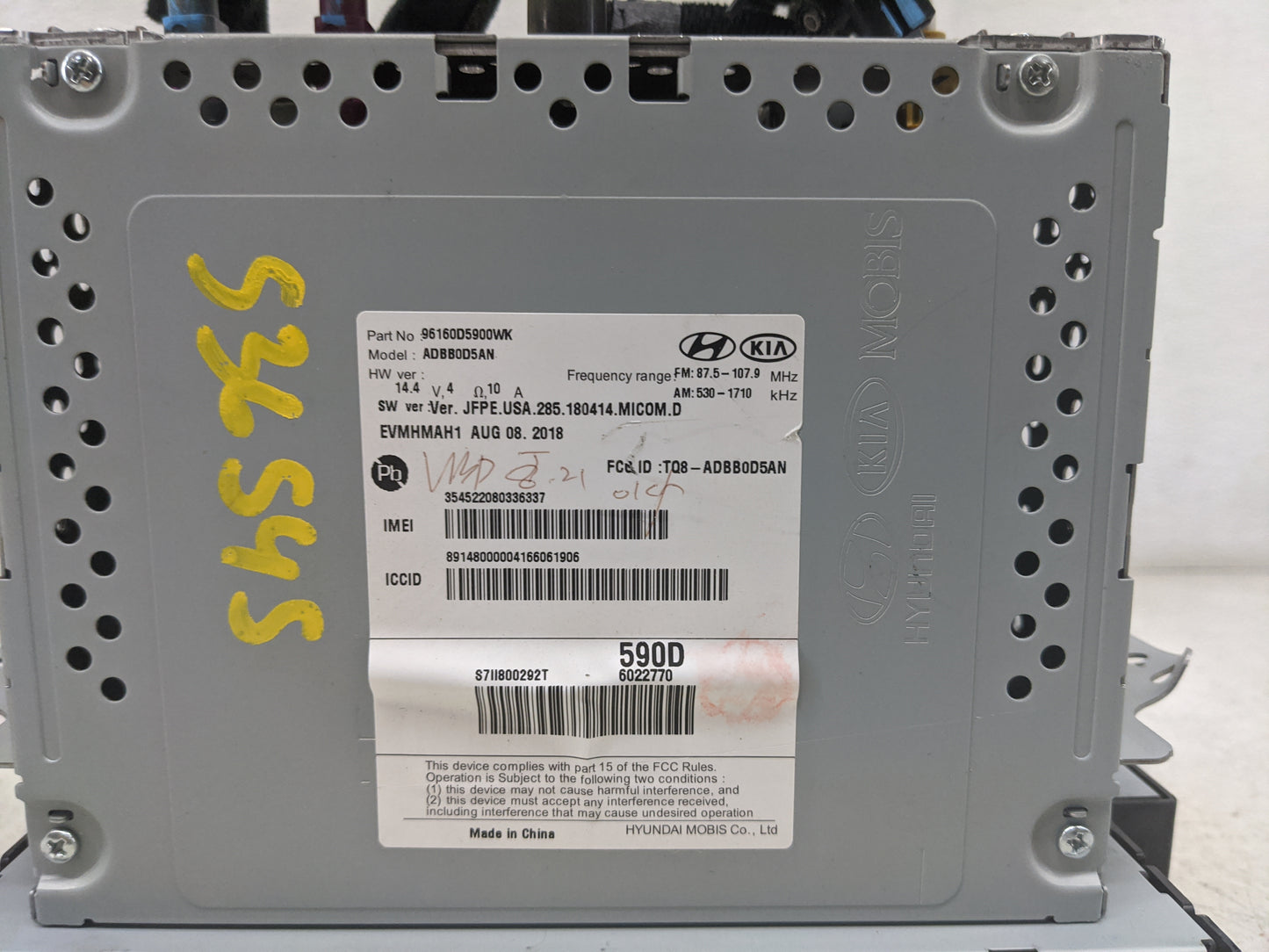 2019-2020 Kia Optima Radio AM FM Cd Player Receiver Replacement P/N:96160D5900WK ADBB0D5AN, TQ8-ADBB0D5AN Fits Fits 2019 202