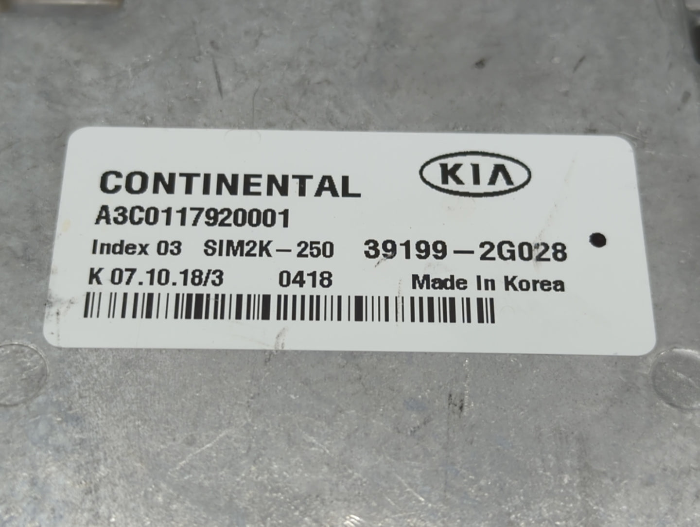 2019-2020 Kia Optima PCM Engine Control Computer ECU ECM PCU OEM P/N:39199-2G028 Fits Fits 2019 2020 OEM Used Auto Parts - O
