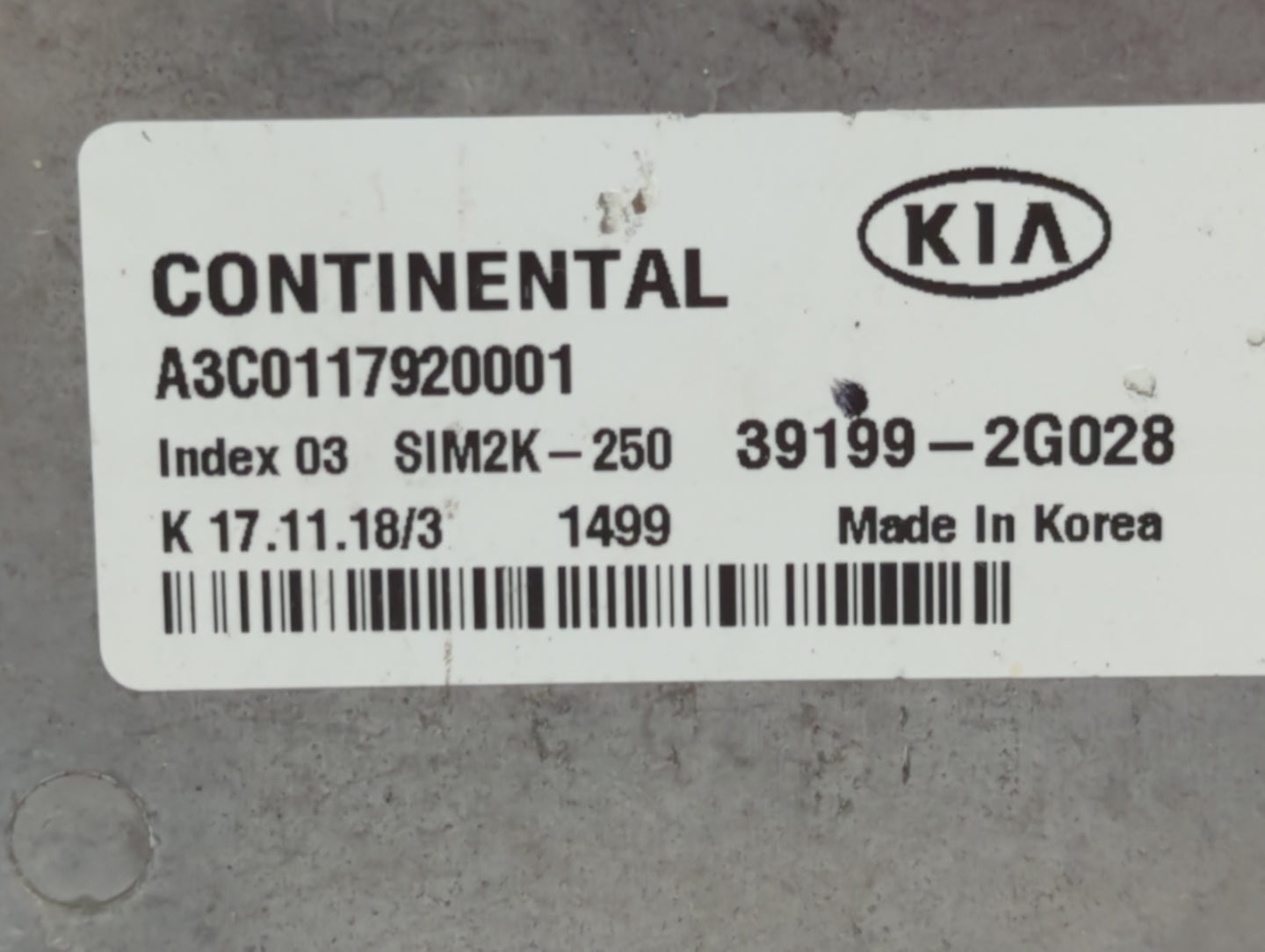 2019-2020 Kia Optima PCM Engine Control Computer ECU ECM PCU OEM P/N:39199-2G028 Fits Fits 2019 2020 OEM Used Auto Parts - O