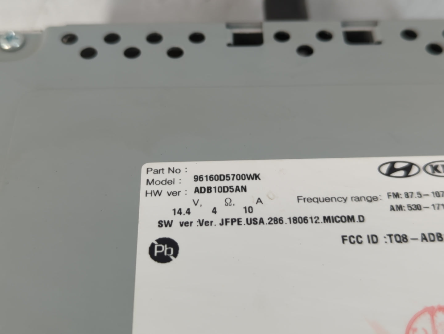 2017-2019 Kia Optima Radio AM FM Cd Player Receiver Replacement P/N:96160D5700WK Fits Fits 2017 2018 2019 OEM Used Auto Part