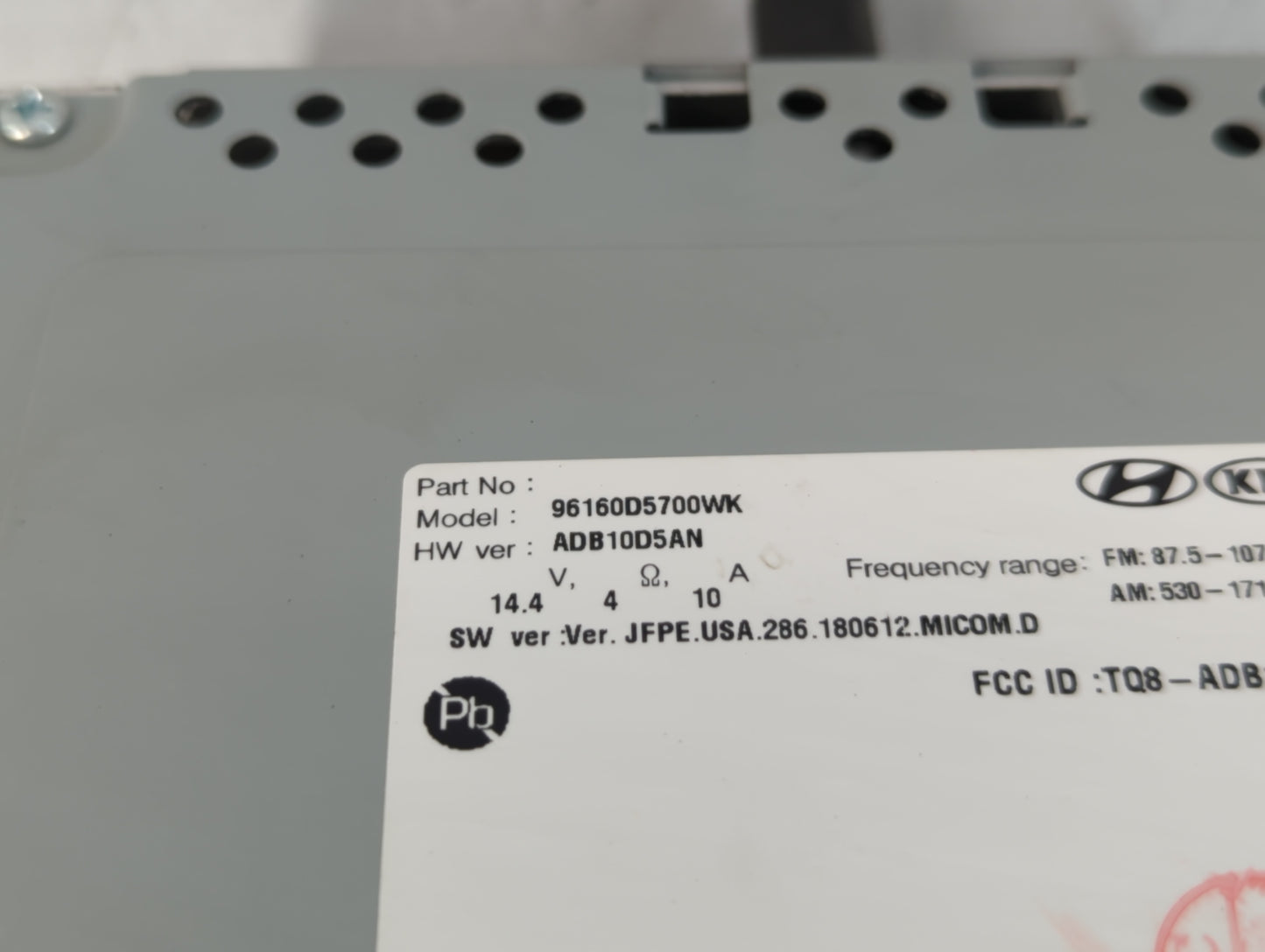 2017-2019 Kia Optima Radio AM FM Cd Player Receiver Replacement P/N:96160D5700WK Fits Fits 2017 2018 2019 OEM Used Auto Part