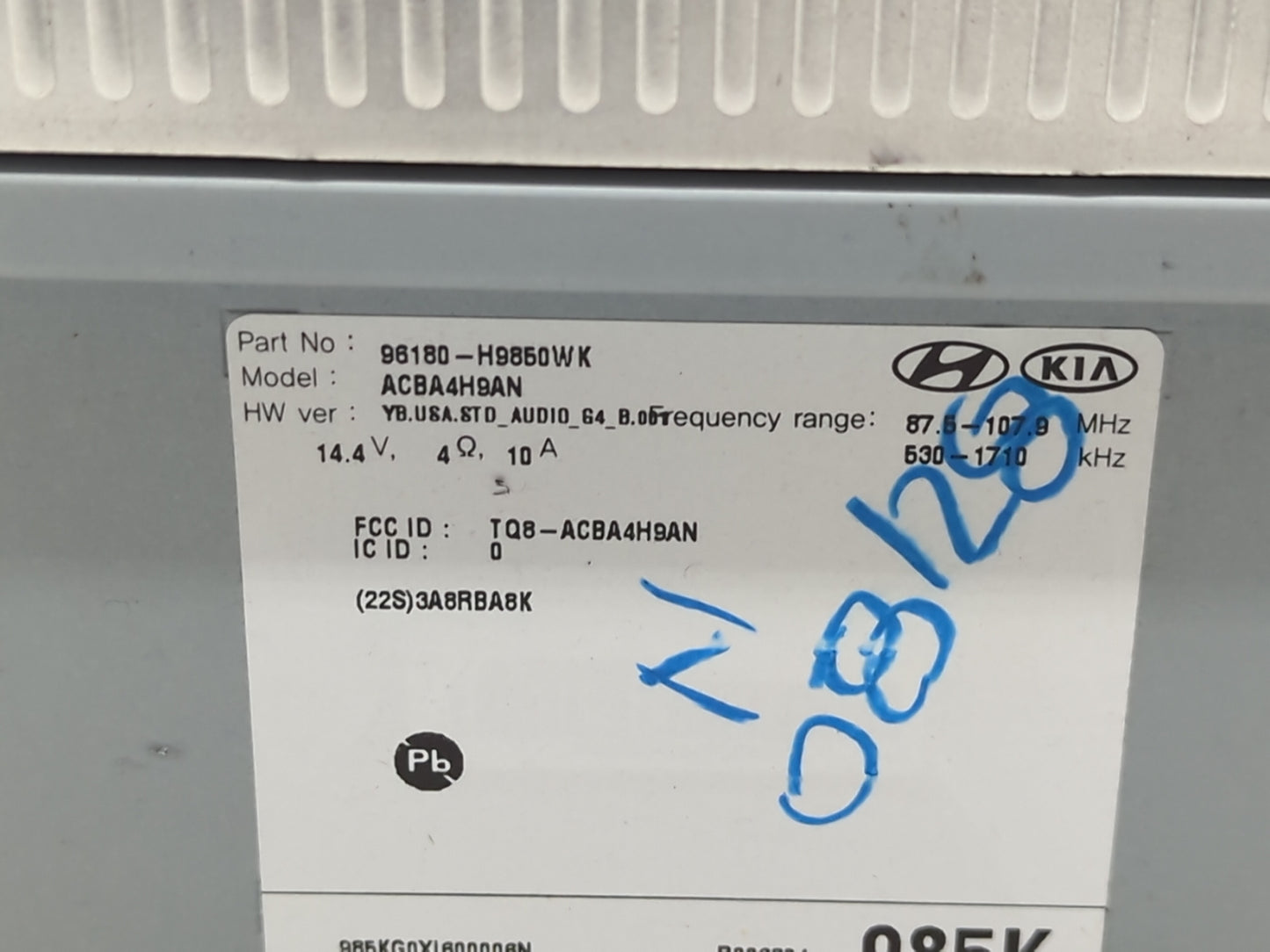 2018-2019 Kia Rio Radio AM FM Cd Player Receiver Replacement P/N:96180-H9850WK Fits Fits 2018 2019 OEM Used Auto Parts - Oem