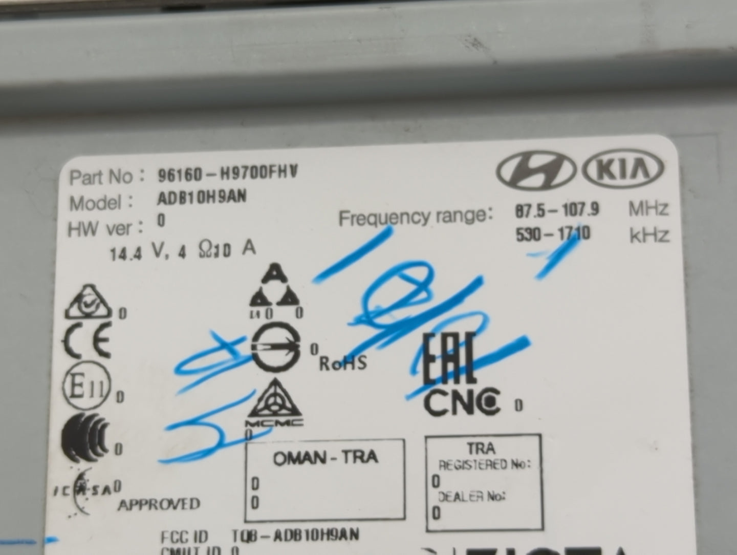 2019-2020 Kia Rio Radio AM FM Cd Player Receiver Replacement P/N:96160-H9700FHV ADB10H9AN, TQ8-ADB10H9AN Fits Fits 2019 2020