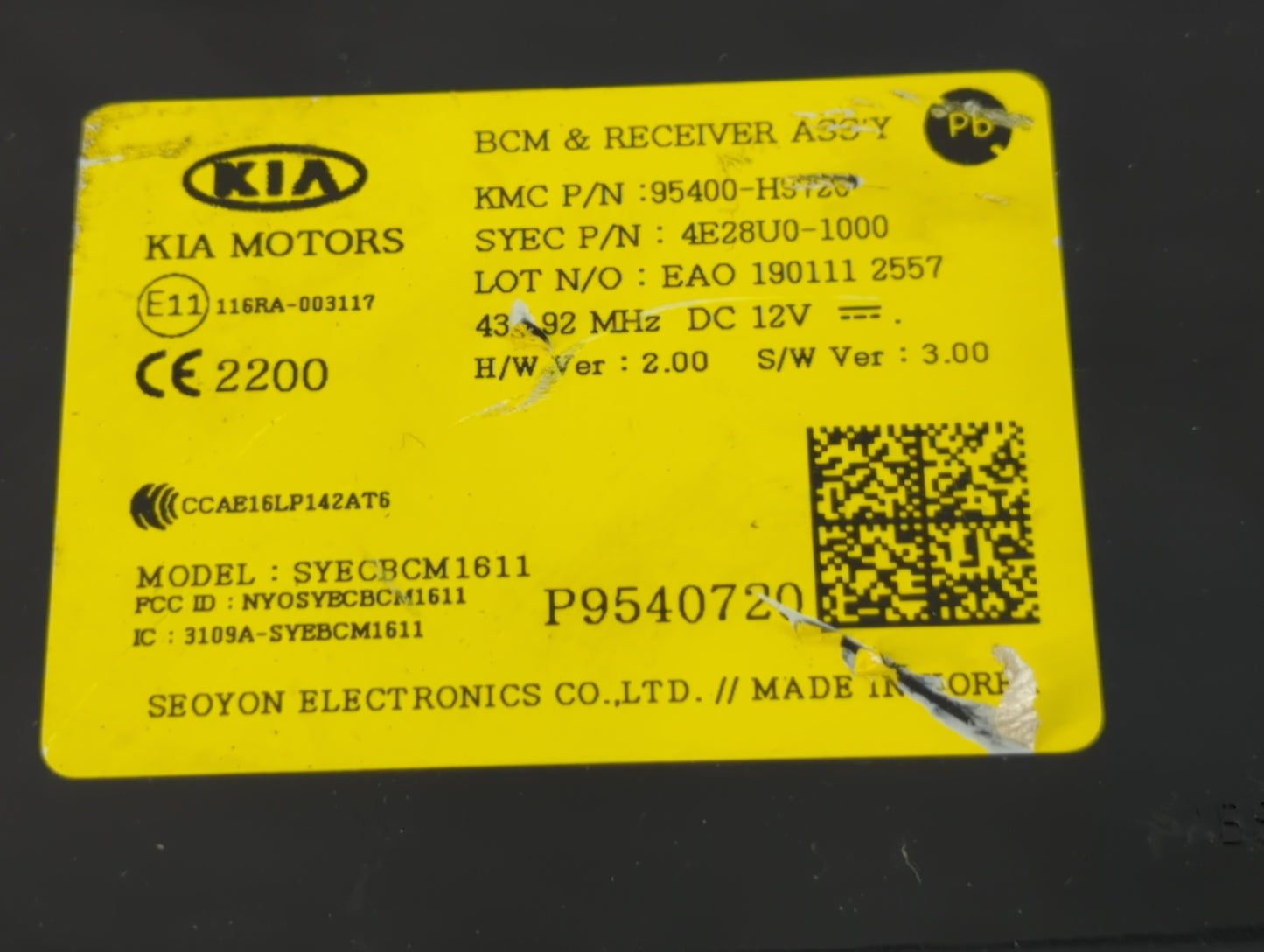 2018-2019 Kia Rio PCM Engine Control Computer ECU ECM PCU OEM P/N:4E28U0-1000 95400-HS720 Fits Fits 2018 2019 OEM Used Auto 