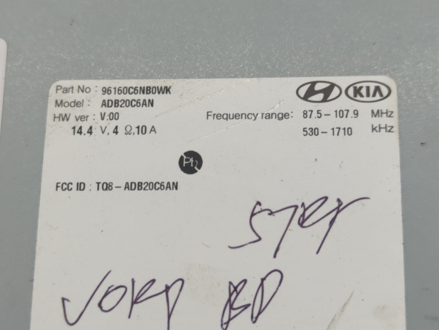 2019-2020 Kia Sorento Radio AM FM Cd Player Receiver Replacement P/N:96160C6NB0WK Fits Fits 2019 2020 OEM Used Auto Parts - 