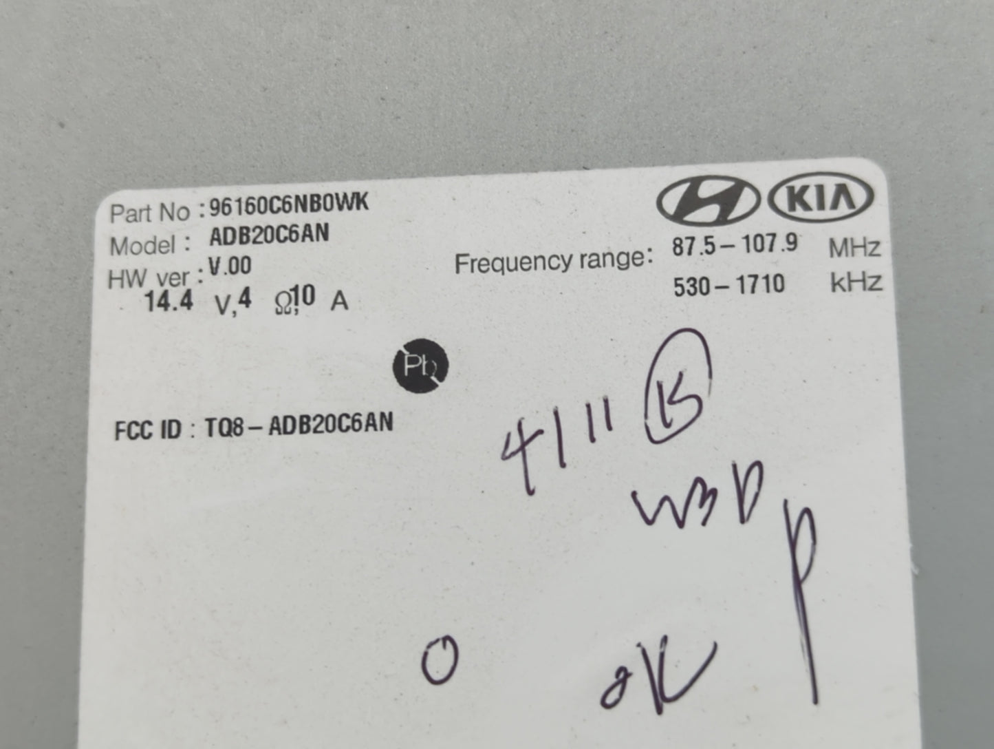 2019-2020 Kia Sorento Radio AM FM Cd Player Receiver Replacement P/N:96160C6NB0WK ADB20C6AN, TQ8-ADB20C6AN Fits Fits 2019 20