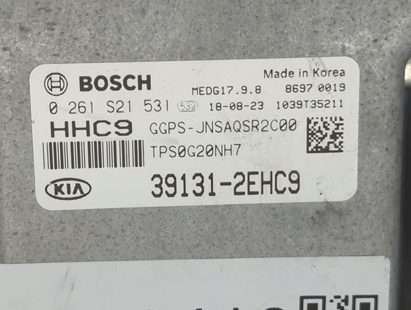 2019 Kia Soul PCM Engine Control Computer ECU ECM PCU OEM P/N:39131-2EHC9 Fits OEM Used Auto Parts - Oemusedautoparts1.com