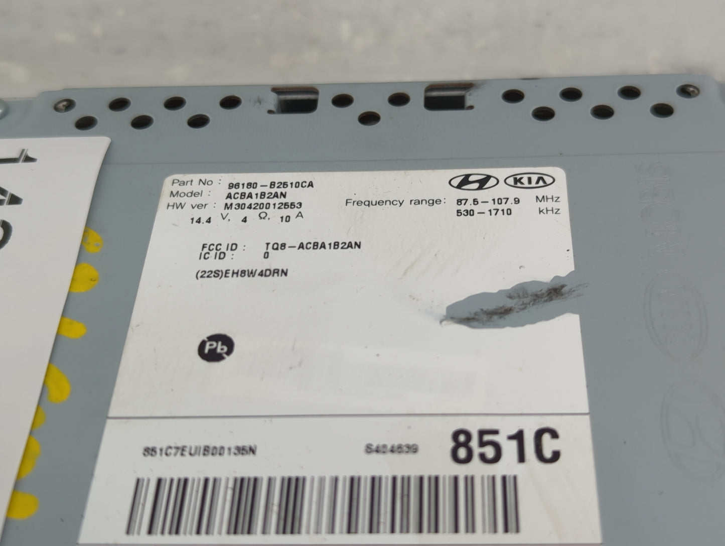 2018-2019 Kia Soul Radio AM FM Cd Player Receiver Replacement P/N:96180-B2510CA ACBA1B2AN, TQ8-ACBA1B2AN Fits Fits 2018 2019