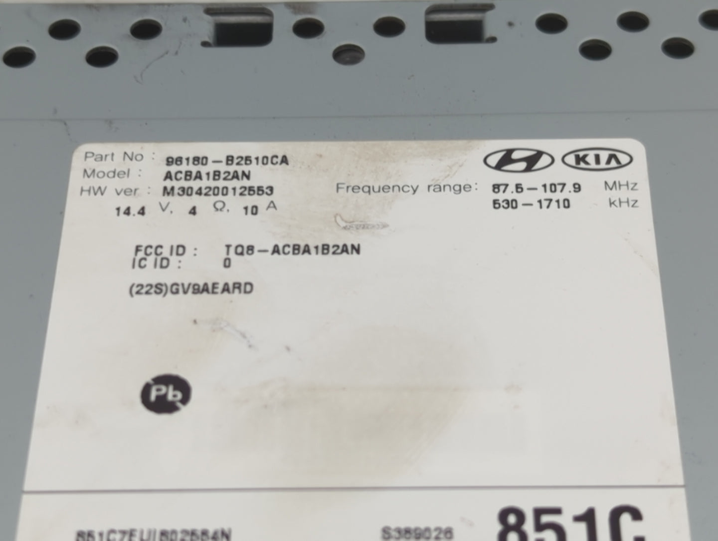 2017-2019 Kia Soul Radio AM FM Cd Player Receiver Replacement P/N:96180-B2510CA ACBA1B2AN, TQ8-ACBA1B2AN Fits Fits 2017 2018