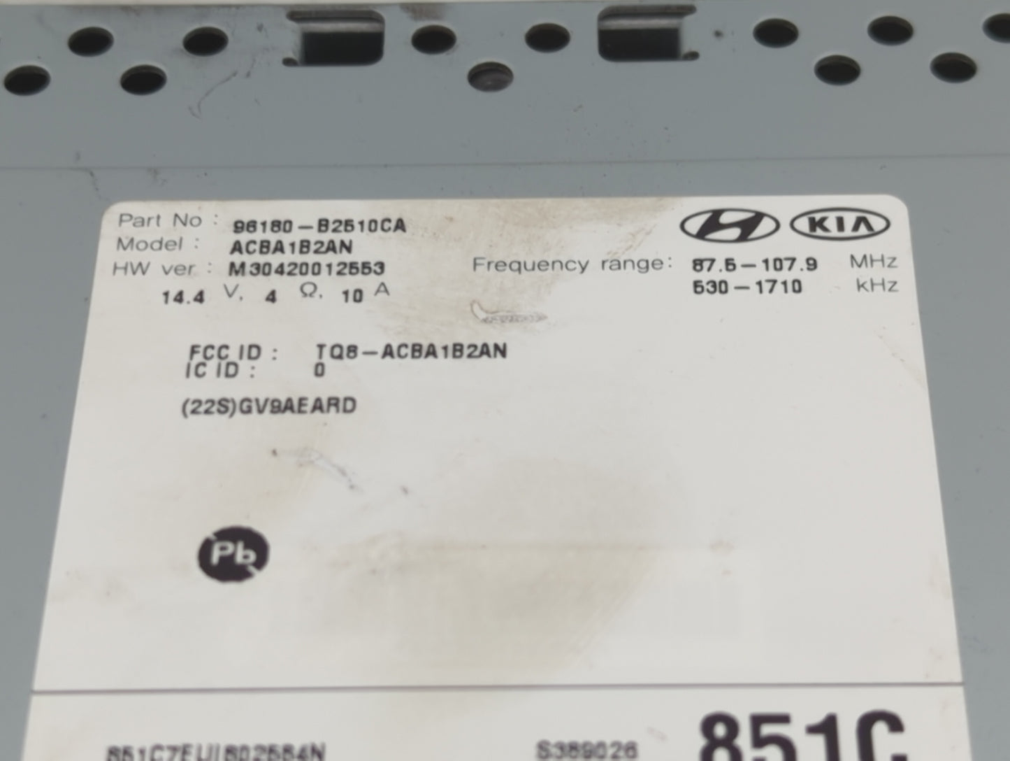 2017-2019 Kia Soul Radio AM FM Cd Player Receiver Replacement P/N:96180-B2510CA ACBA1B2AN, TQ8-ACBA1B2AN Fits Fits 2017 2018