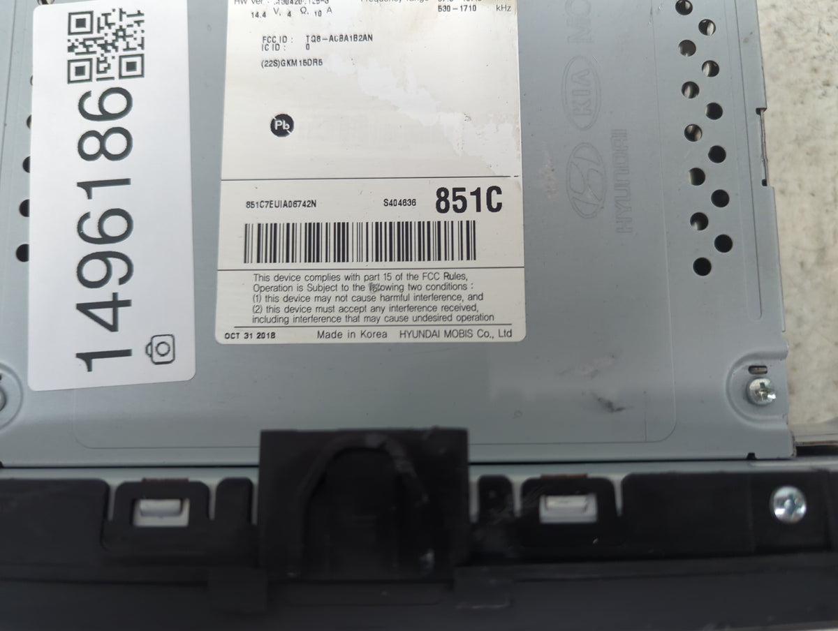 2017-2019 Kia Soul Radio AM FM Cd Player Receiver Replacement P/N:TQ8-AC8A1B2AN 96170B2AA0 Fits Fits 2017 2018 2019 OEM Used