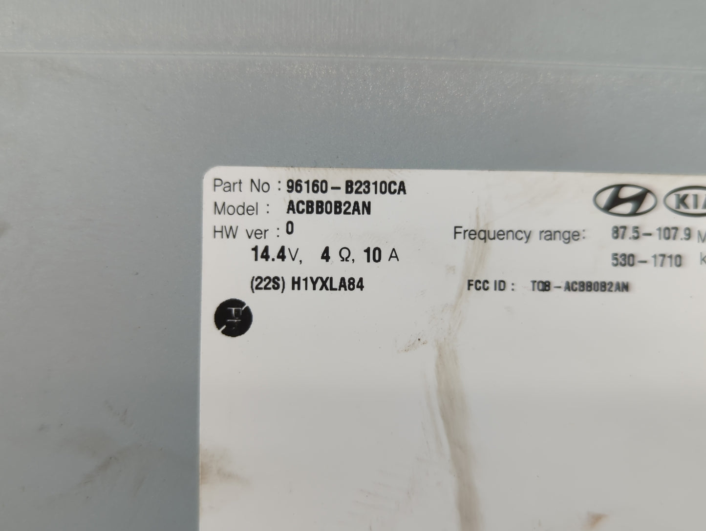 2017-2019 Kia Soul Radio AM FM Cd Player Receiver Replacement P/N:96160-B2310CA Fits Fits 2017 2018 2019 OEM Used Auto Parts