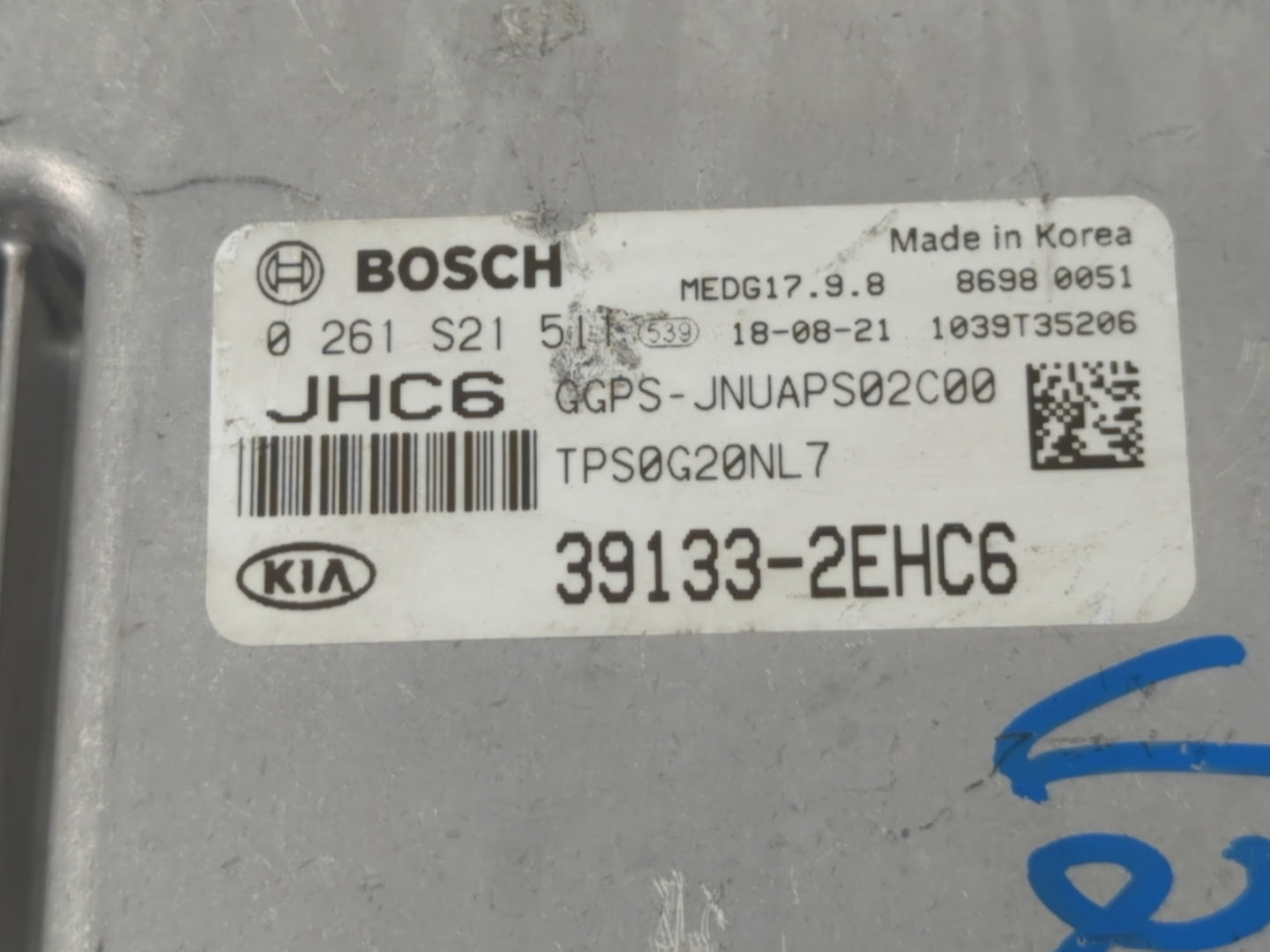 2019 Kia Soul PCM Engine Control Computer ECU ECM PCU OEM P/N:39133-2EHC6 0 261 S21 511 Fits OEM Used Auto Parts - Oemusedau