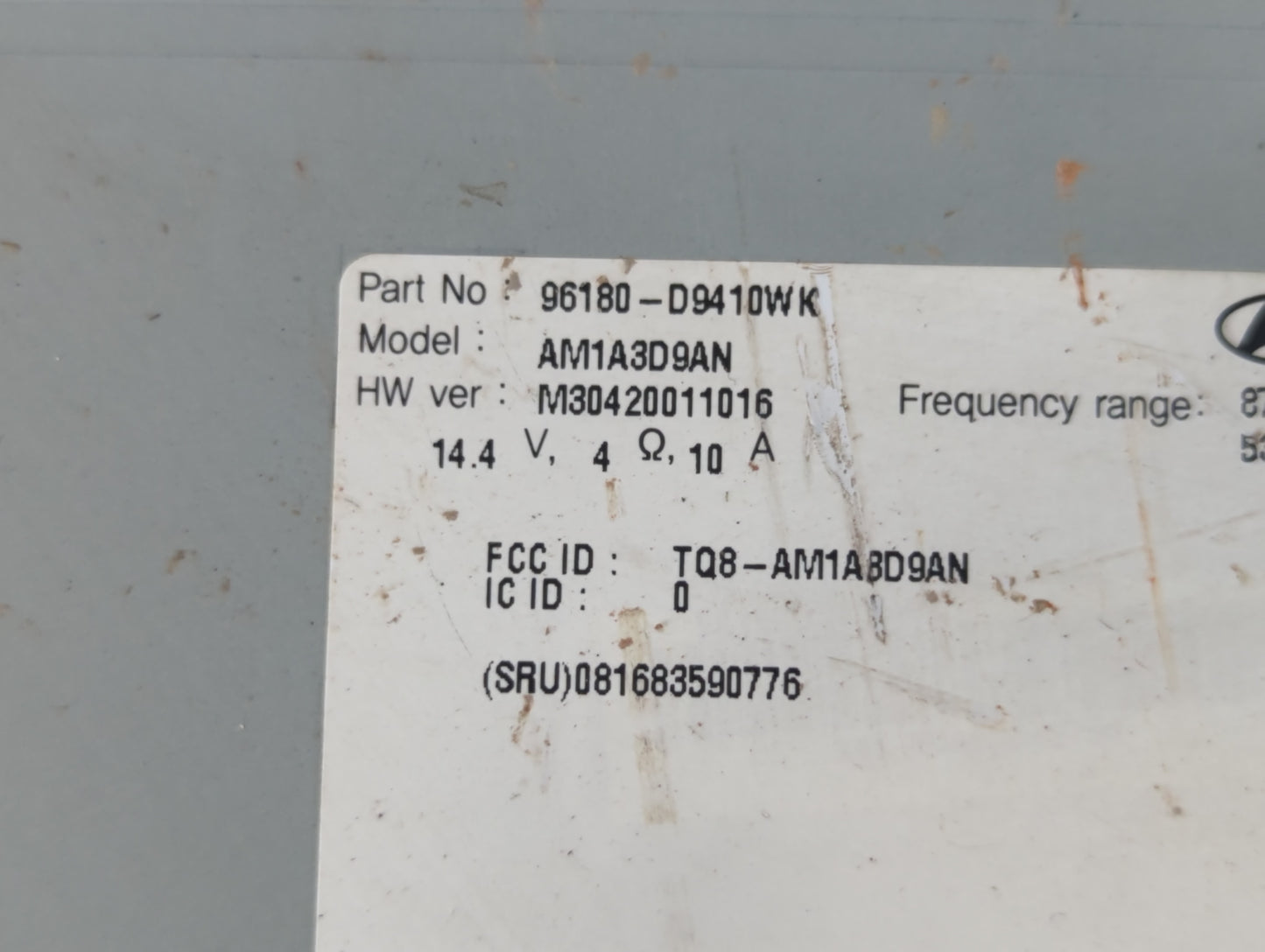 2018 Kia Sportage Radio AM FM Cd Player Receiver Replacement P/N:96180-D9410WK Fits OEM Used Auto Parts - Oemusedautoparts1.