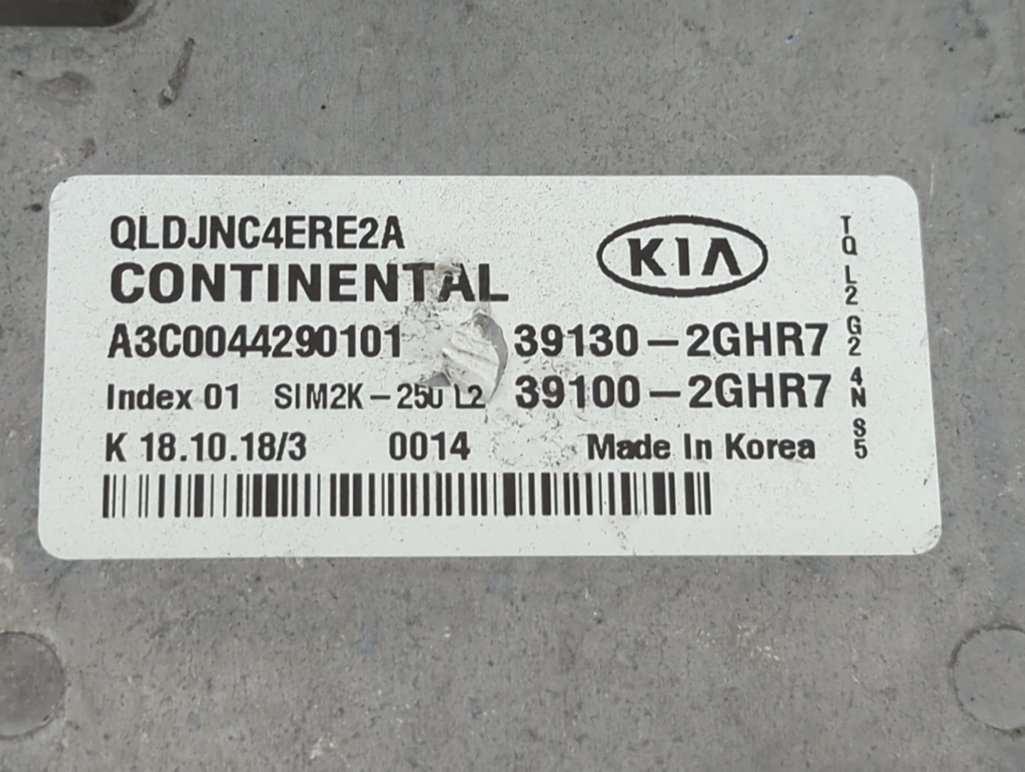 2017-2019 Kia Sportage PCM Engine Control Computer ECU ECM PCU OEM P/N:39130-2GHR7 39100-2GHR7 Fits Fits 2017 2018 2019 OEM 