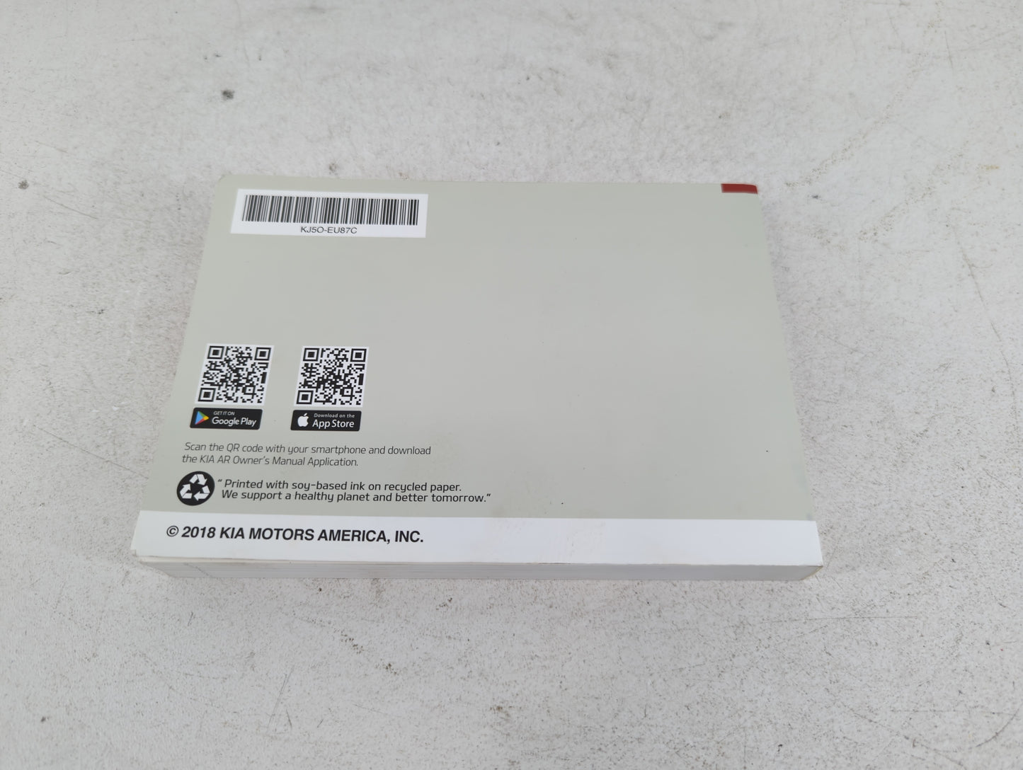 2019 Kia Stinger Owners Manual Book Guide P/N:KJ5O-EU87C OEM Used Auto Parts - Oemusedautoparts1.com