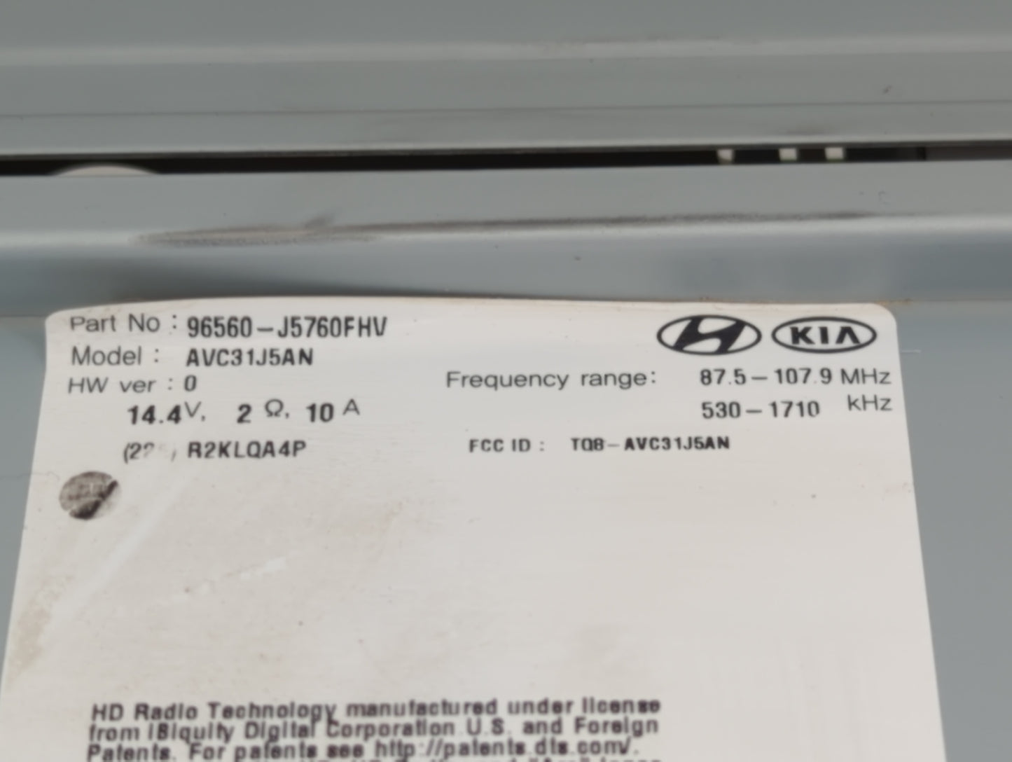 2019-2020 Kia Stinger Radio AM FM Cd Player Receiver Replacement P/N:96560-J5760FHV Fits Fits 2019 2020 OEM Used Auto Parts 