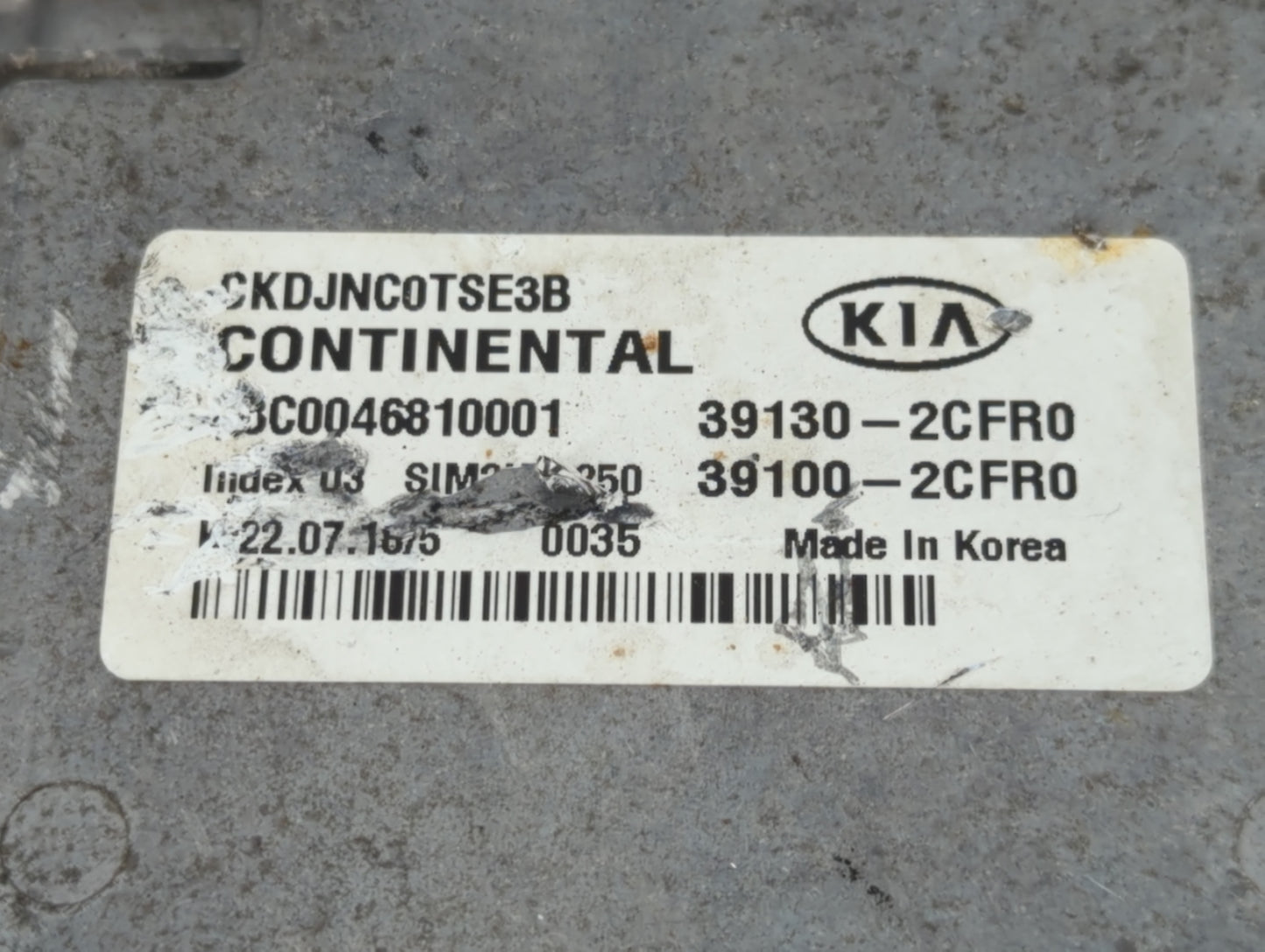2018-2019 Kia Stinger PCM Engine Control Computer ECU ECM PCU OEM P/N:39100-2CFR0 39130-2CFR0 Fits Fits 2018 2019 OEM Used A