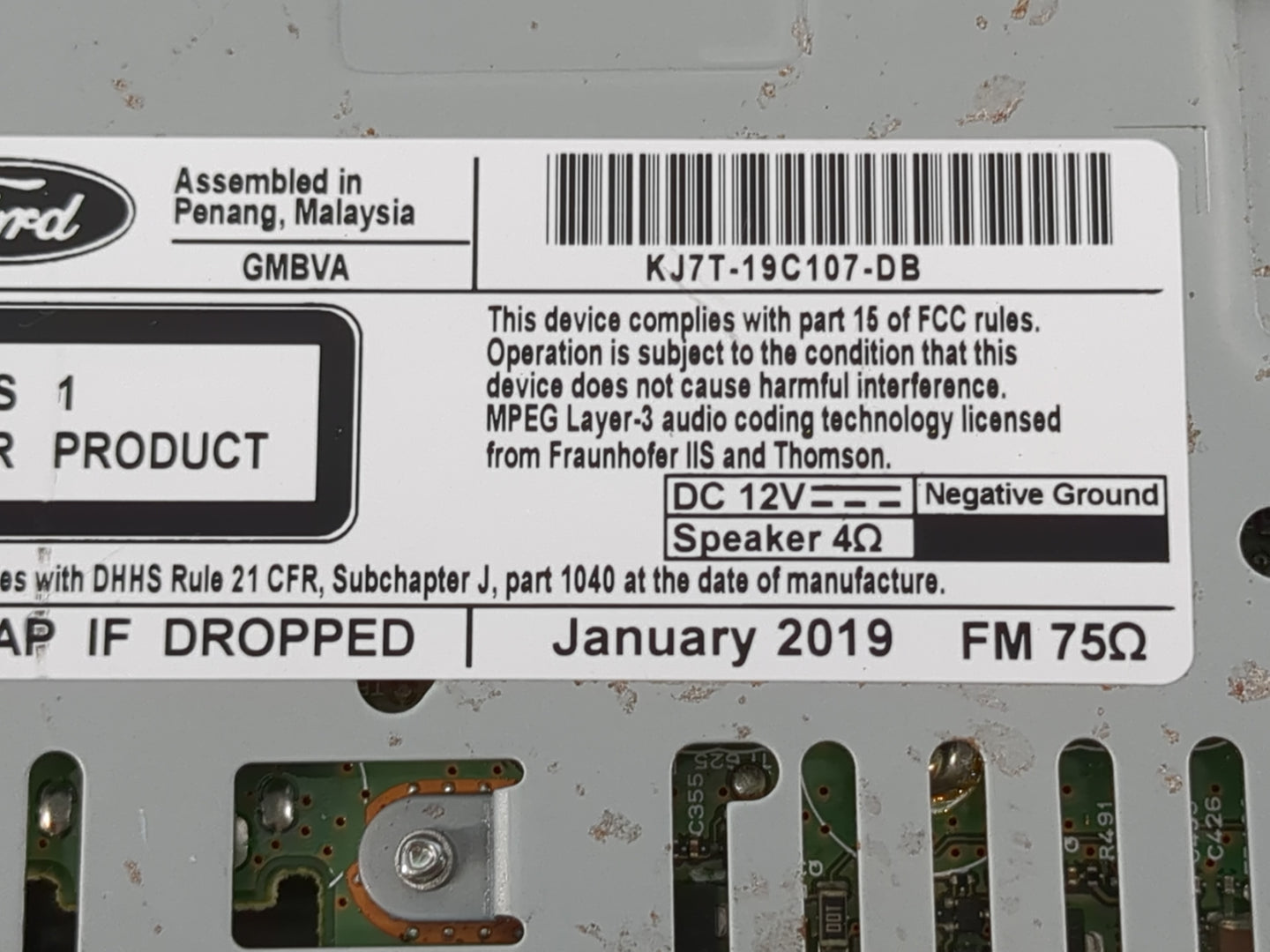 2017-2019 Lincoln Mkc Radio AM FM Cd Player Receiver Replacement P/N:KJ7T-19C107-DB Fits Fits 2017 2018 2019 OEM Used Auto P