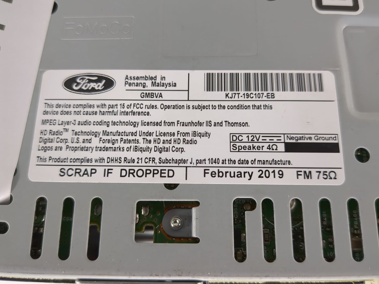 2017-2019 Lincoln Mkc Radio AM FM Cd Player Receiver Replacement P/N:KJ7T-19C107-EB Fits Fits 2017 2018 2019 OEM Used Auto P