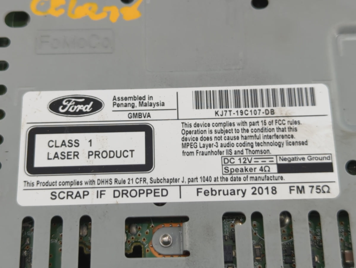 2017-2019 Lincoln Mkc Am Fm Cd Player Radio Receiver 583075 - Oemusedautoparts1.com
