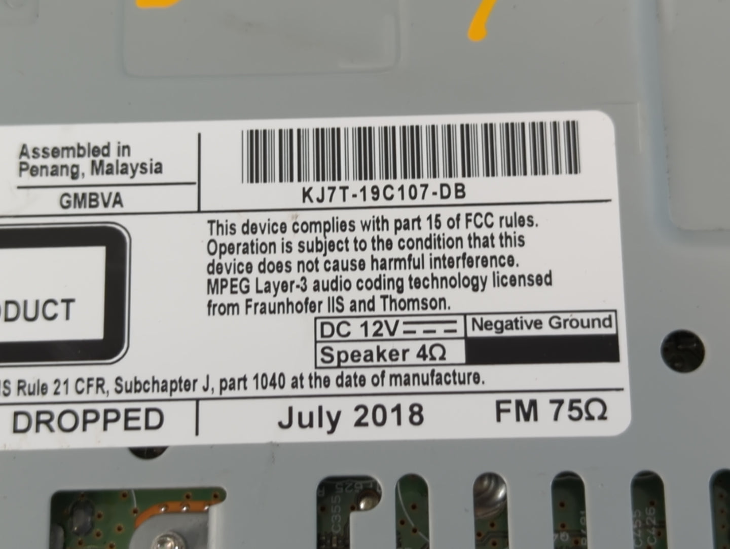 2017-2019 Lincoln Mkc Radio AM FM Cd Player Receiver Replacement P/N:KJ7T-19C107-DB Fits Fits 2017 2018 2019 OEM Used Auto P